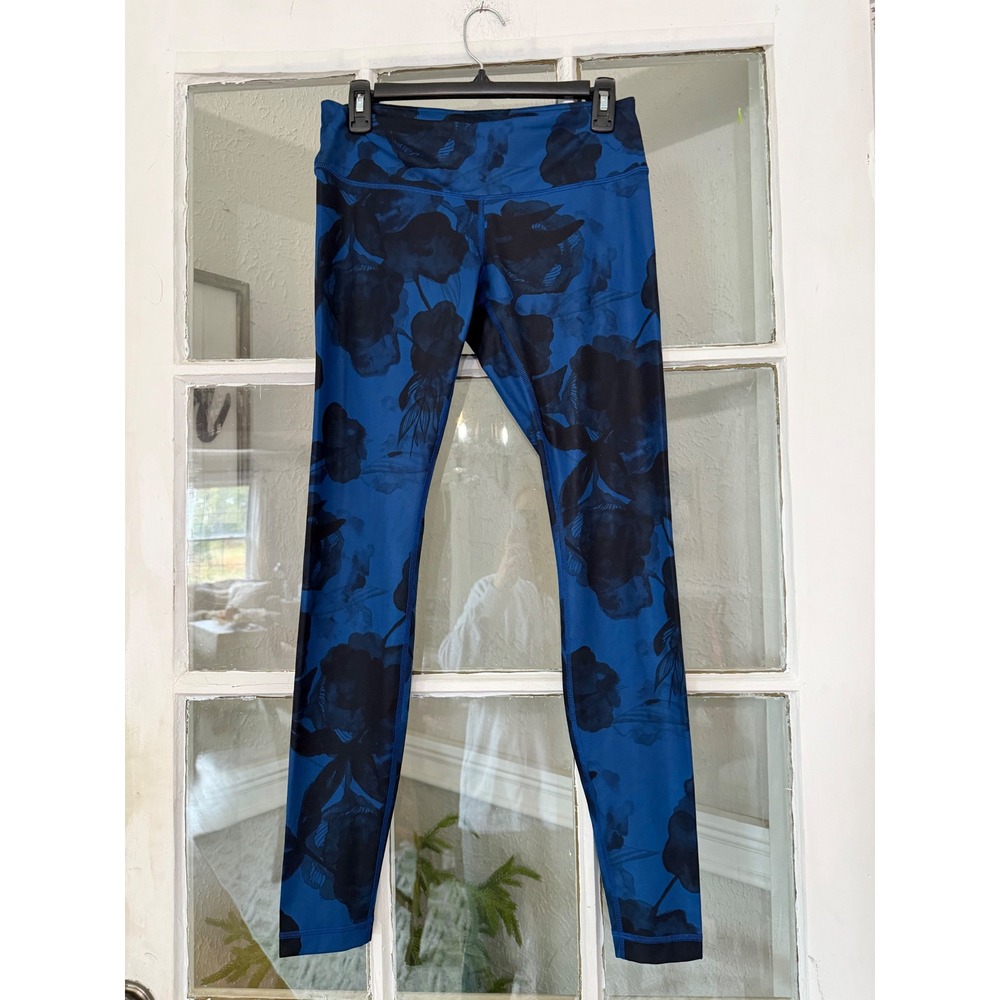 Lululemon Wunder Under Blue Black Floral Luxtreme Leggings Size 8 28 Inseam